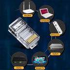 Ethernet Cable Connector Plug Cover RJ45 Cat6 Cat5e Connectors Ethernet Pass Through Plugs Protective Sleeve Cable Protectors