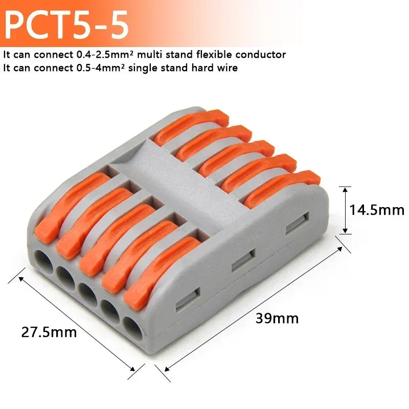 1~100pcs Quick Wire Connectors Universal Compact Splicing Wiring Cable Connection 0.08-4.0mm2 Push-in Conductor Terminal