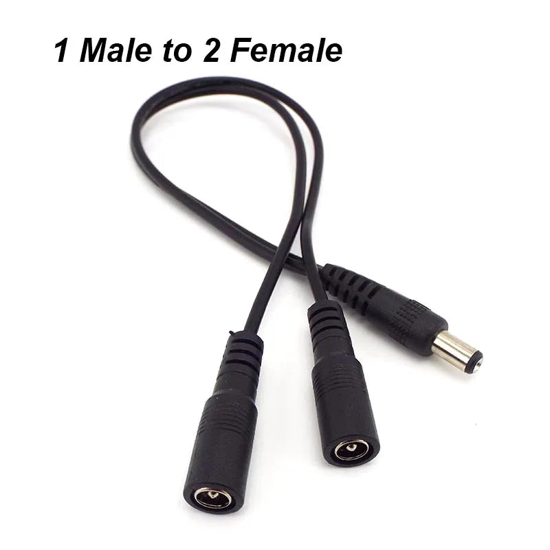1 Female To 2 Male and 1 Male To 2 Female Plug Jack Splitter Connector Supply DC Power Cable For CCTV Camera LED Strip
