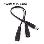 1 Female To 2 Male and 1 Male To 2 Female Plug Jack Splitter Connector Supply DC Power Cable For CCTV Camera LED Strip