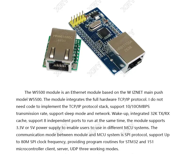 USR-ES1 W5500 W5100 Ethernet Network Module Hardware SPI to LAN/ Ethernet TCP / IP 51 / STM32 Microcontroller Program Over