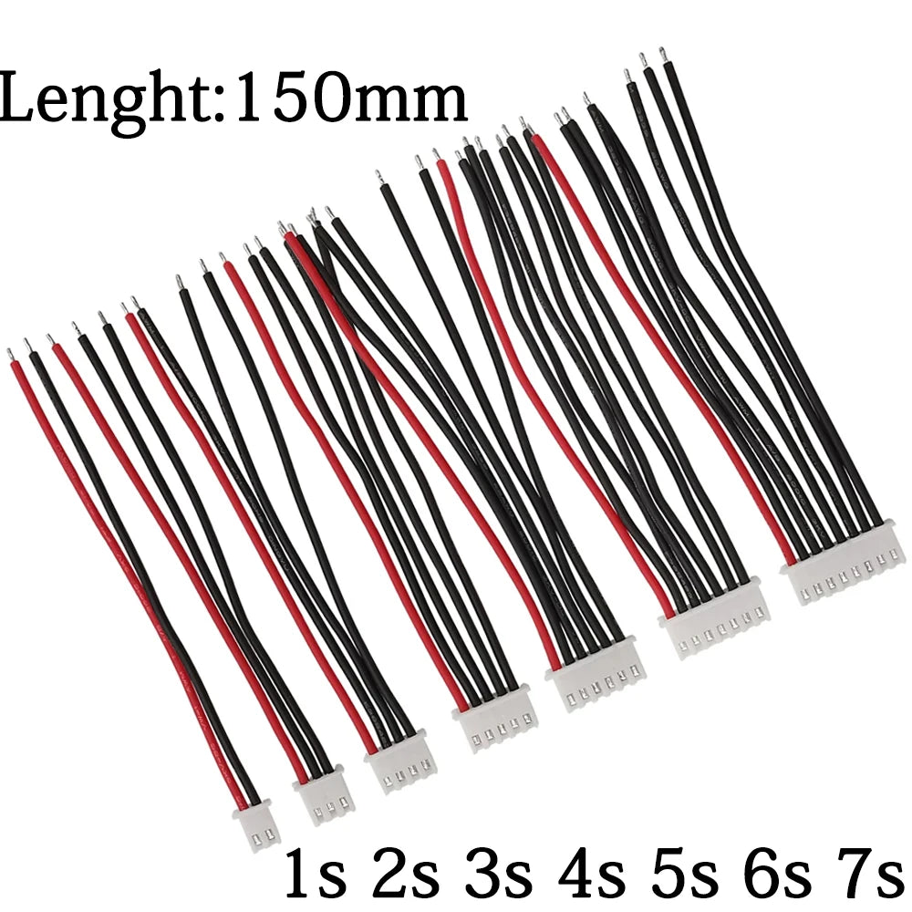 5Pcs JST XH 1s 2s 3s 4s 5s 6s 7s LiPo Battery Balance Charger Plug Cable Connector 150mm 22AWG Balancer Silicone Wire