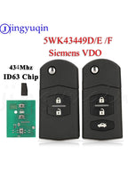 JYQ 5WK43449D 5WK43449E 5WK43449F Flip Car Remote Key 434MHz 4D63 For Mazda M2 Demio M3 Axela M5 Premacy M6 Atenza Siemens VDO