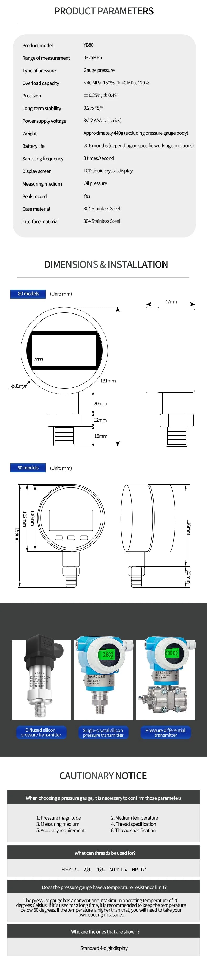 Digital Pressure Gauge 400bar 600bar Air Liquid Fuel Oil Water Digital Pressure Manometer Pressure Gauge