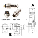 DF16 Reverse-mounting Aviation Plug GX16 2-8pin Soldering Connector M16F AB Rebel Signal Socket M16F 300/500V Male Female Set