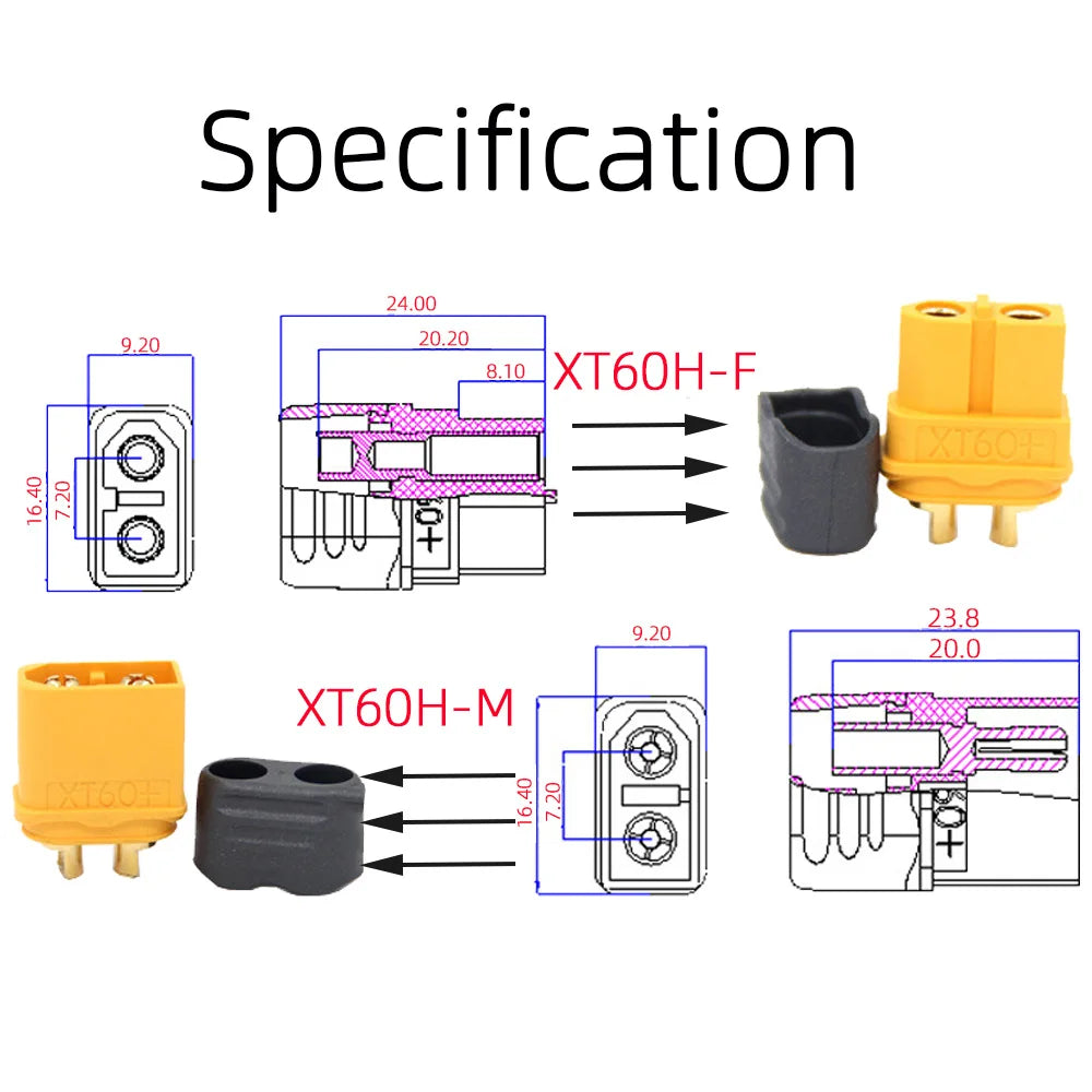 Xt60  Female Bullet Connectors Plugs For Solar Panel Launch Start Charging System Neon Anderson Cable Golf Mk2 Kia Ceed