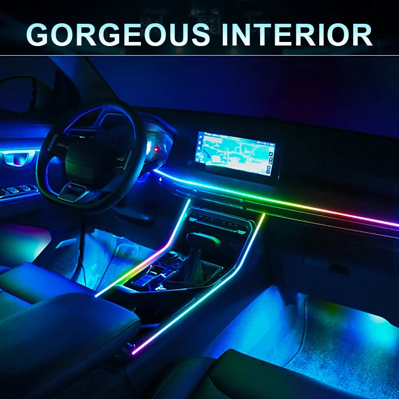 6/10/14/18 in 1 Led Car Ambient Lights RGB 213 64 Color Acrylic Strips Symphony Streamer Interior Atmosphere Lamp Control By App