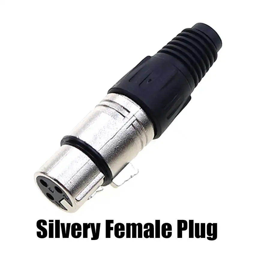 1pcs XLR 3Ppin Male Female Socket Plug Microphone Audio Cable Connector 3P Black Silver Copper Contact XLR Metal Plug Panel