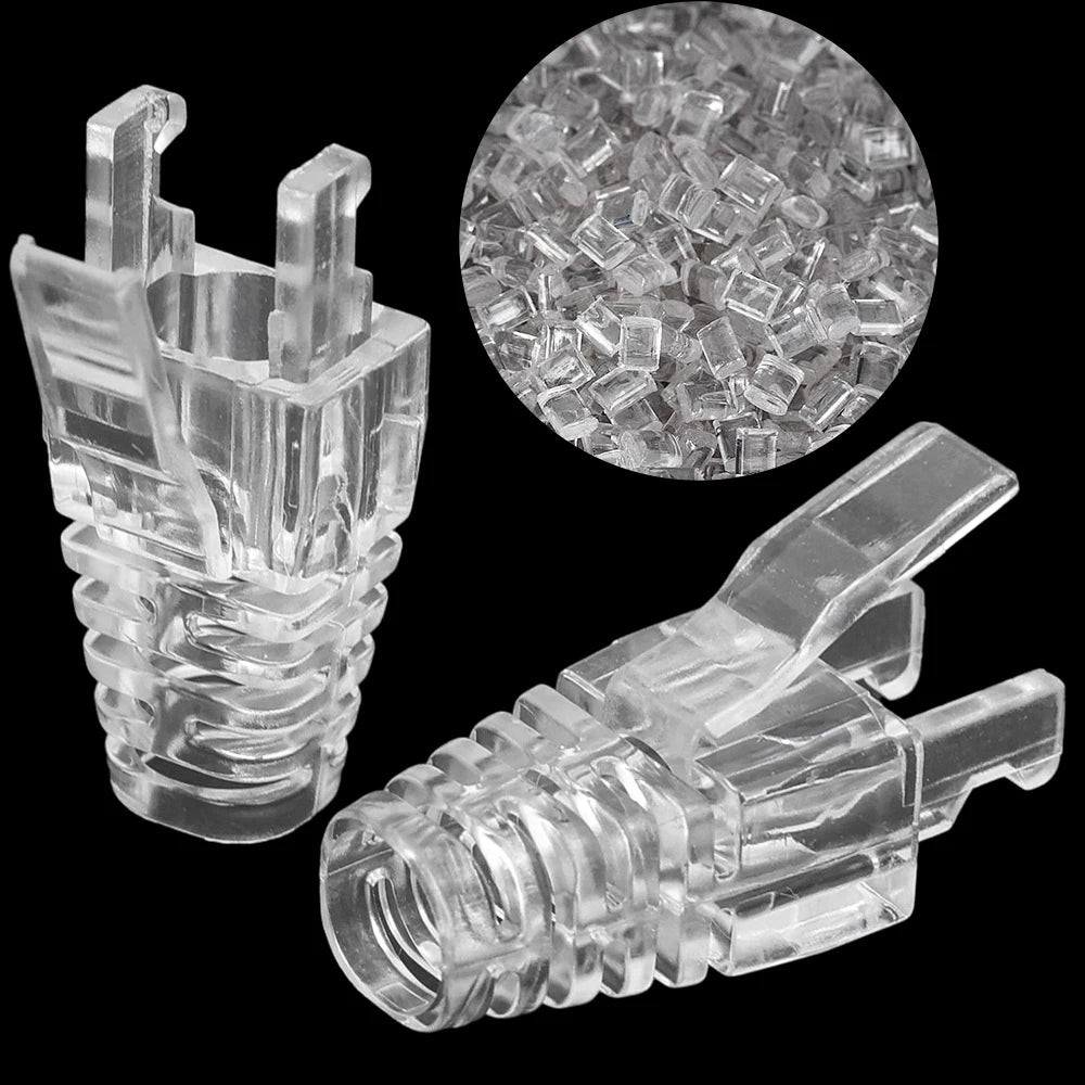 Transparent RJ45 Plug Ethernet Network Cable Connector Boots Cover Strain Relief Boot Cat5e Cat6 Protective Caps for Laptop