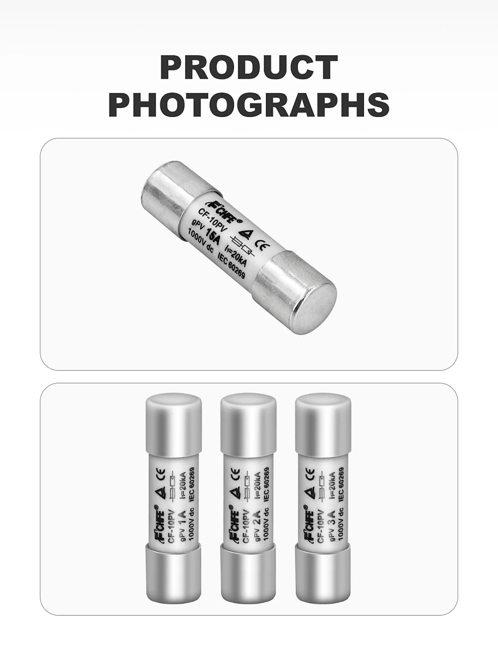 1pcs Solar DC1000V Ceramic PV Fuse 10x38mm 1A 2A 3A 10A 15A 20A 25A 30A High Voltage gPV Fuse for Photovoltaic System Protection