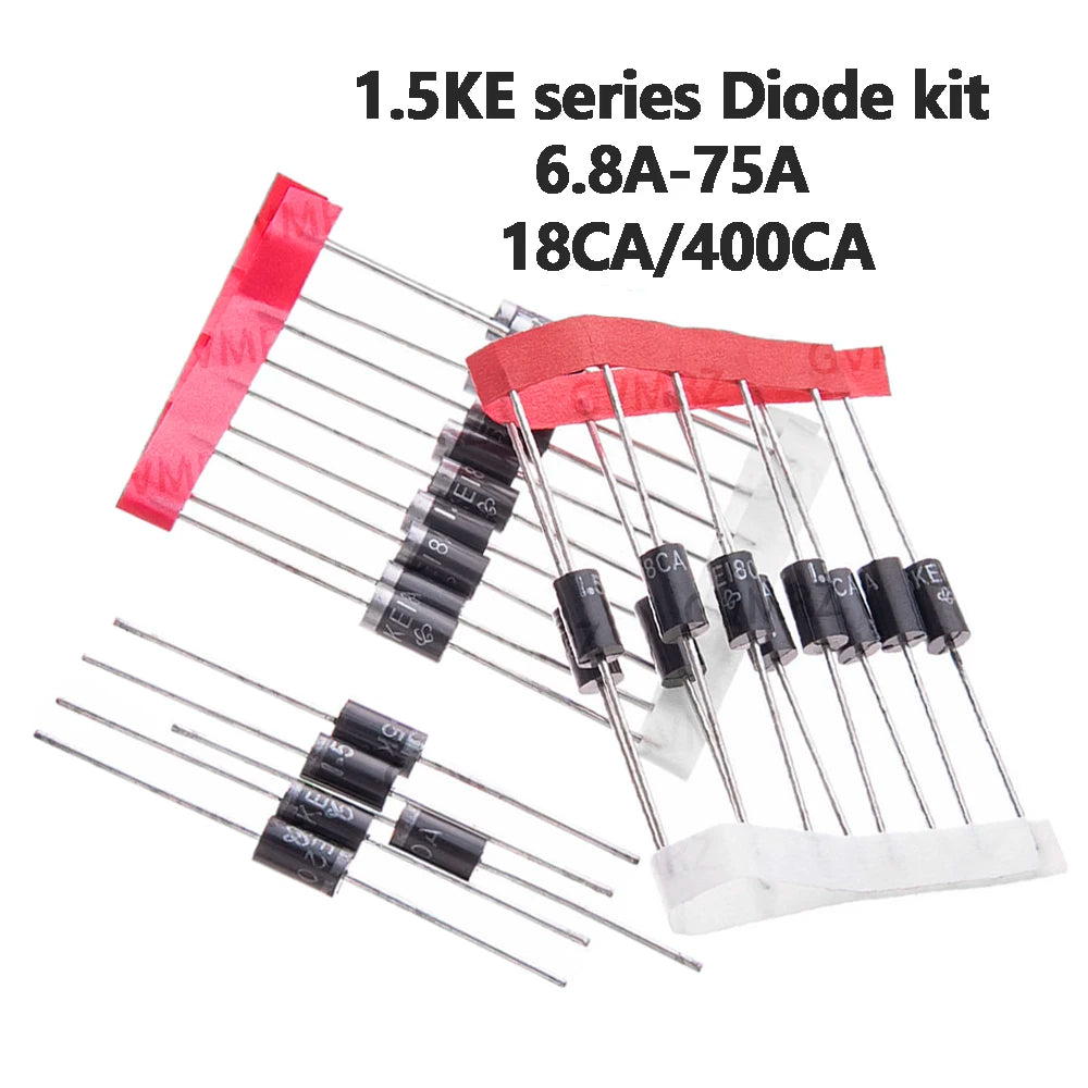 1.5KE18CA 1.5KE400CA 33A 36A 39A 18A TVS Diode 1.5KE series Diode kit 6.8A 12A 15A 20A 24A 27A 30A 51A 75A