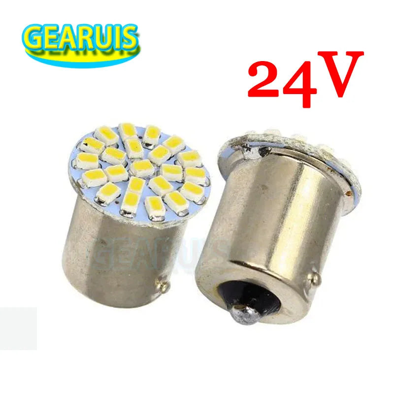 100pcs 24V Truck LED S25 P21W 1156 BA15S 22 SMD 1206 3020 LED car turn reverse parking light bulb lamp 24V