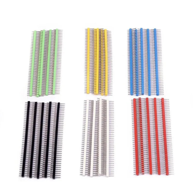 30pcs 2.54mm 40Pin 6color Red Black Yellow Green Blue White Breakable Gold Single Row PCB Male Header Connector Kit For Arduino