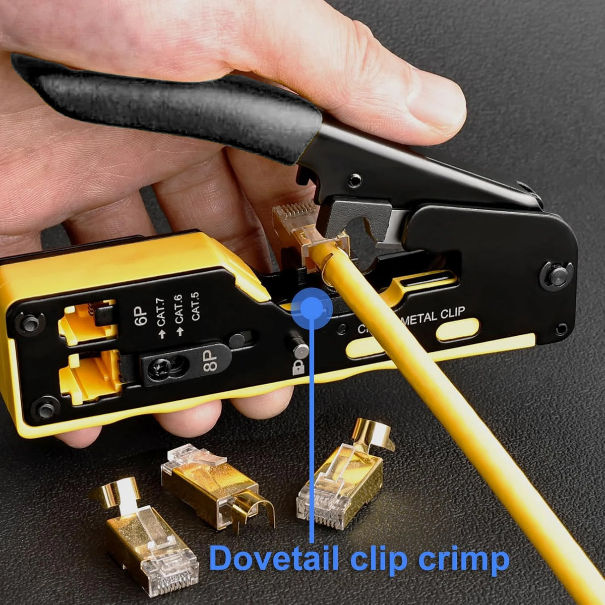 RJ45 Pass Through Crimp Tool, RJ45 Cat5 Cat6 Cat7 Crimping Tool, RJ11 Crimping Tool, Ethernet Network Cable Crimper Stripper