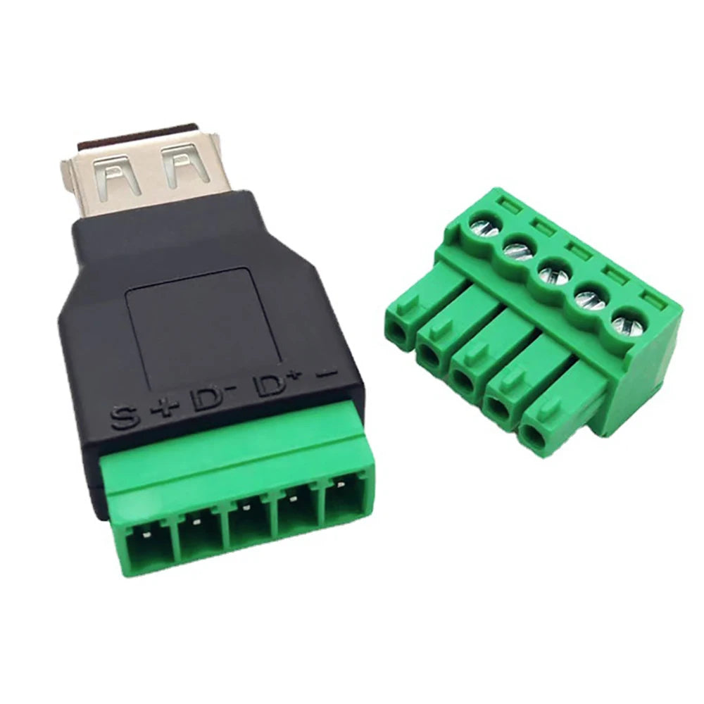 1pcs USB 2.0 Type A Male/Female to 5 Pin Screw Connector USB Jack with Shield USB2.0 to Screw Terminal Plug Soldering Free