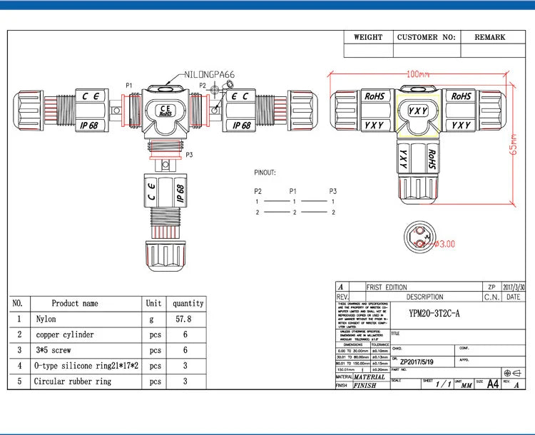 IP68 M20 2/3/4/5-Pin Screw Terminal Waterproof Electrical Connector - Marine Equipment & Outdoor Junction Box Wiring