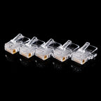 50-1Pcs RJ45 Pass Through Connectors CAT6 CAT5e Shielded Crystal End Gold-Plated 8P8C Crimp Ethernet Network Cable Modular Plug