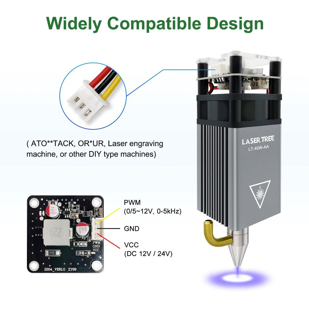 LASER TREE 20W/10W/5W/4W Laser Head For CNC Engraver Wood Cutting DIY Laser Tools 450nm TTL/ PWM Blue Light Laser Module