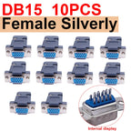 10PCS DB9 Adapter Connector Core RS232 Serial COM Plug Connectors Hole/pin DB15 Female Male Port Socket D Sub DP9 Plastic Case