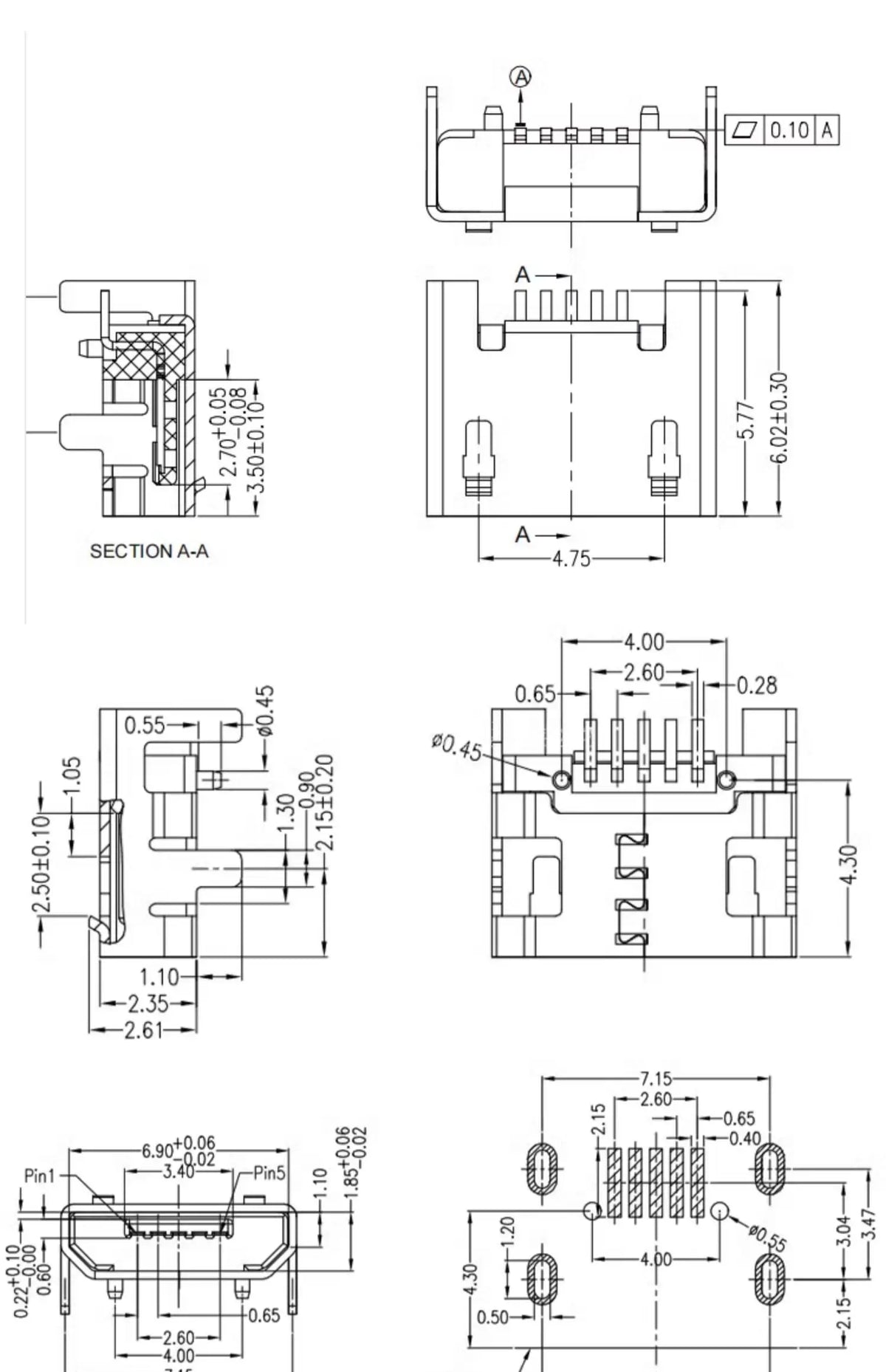 5/10/50/100PCS micro usb female 5Pin Conneetor Female Port Jack Solder Plug SMD SMT Android Phone Data Charging Socket