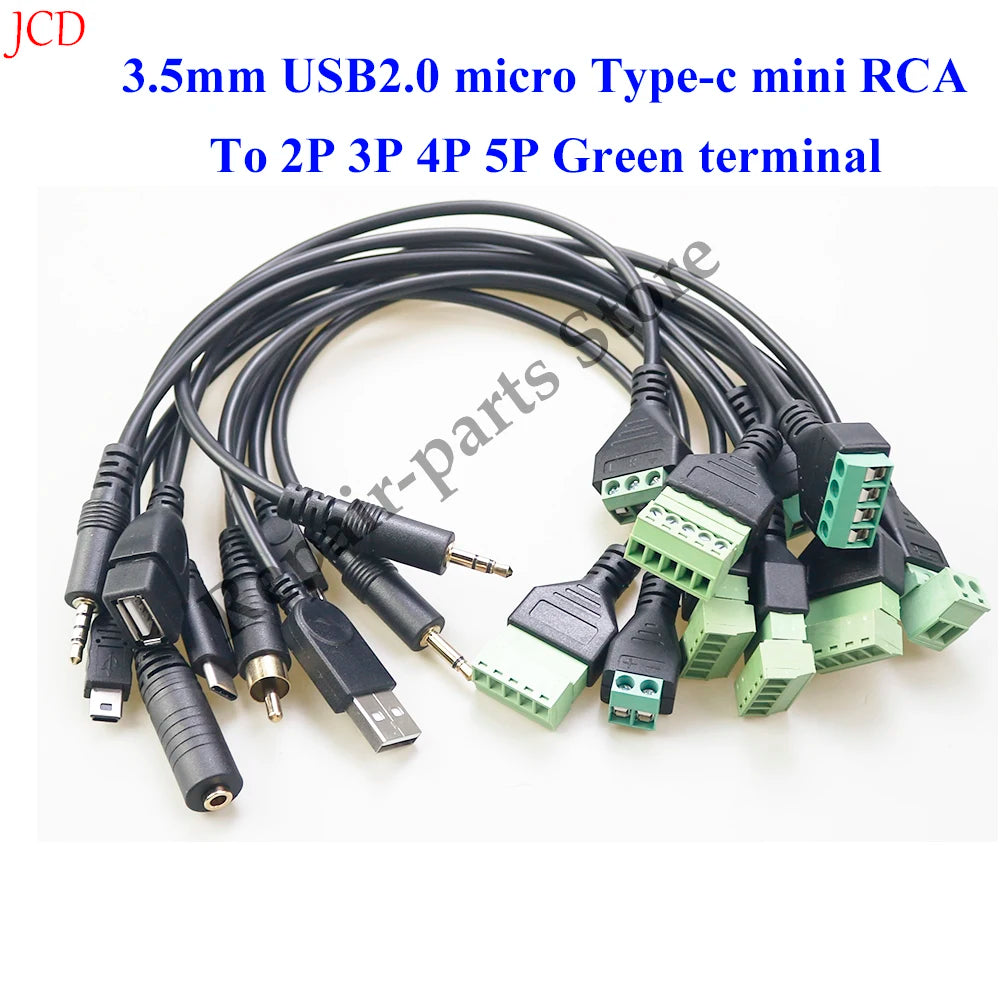 USB 2.0 Female B Micro USB Mini USB Type-C Male to 5 Pin Female Bolt Screw Connector with Shield Terminal Plug Adapter Cable 1ft