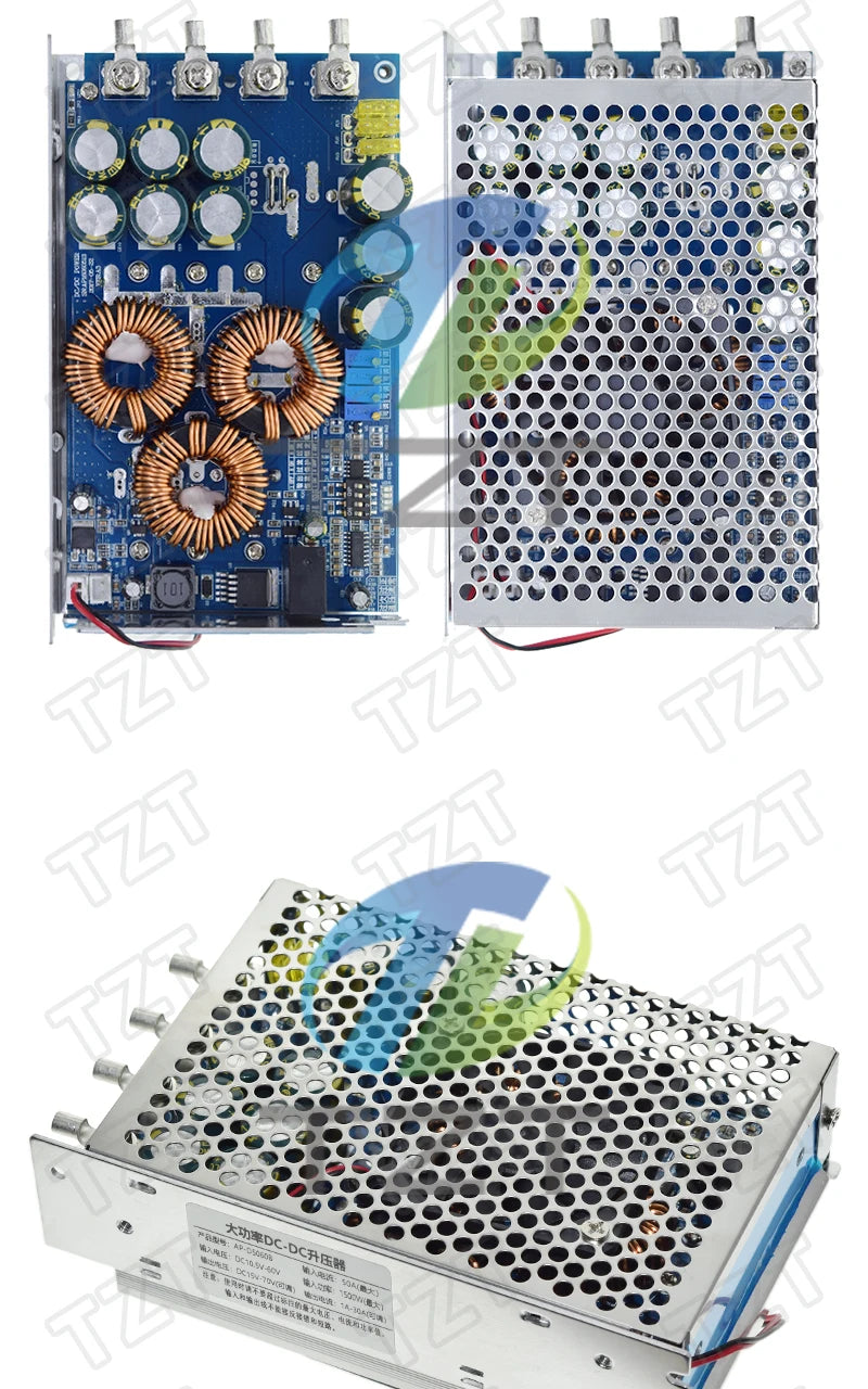 1500W 50A High Power Charging Power Supply DC-DC 10.5-60V to 15-70V Step Up Boost Converter Voltage Regulator Power Transformer