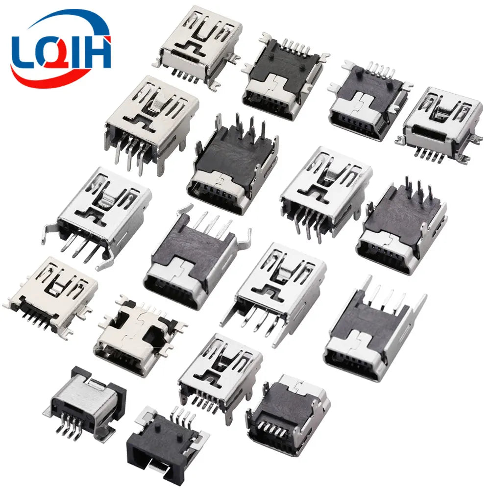 10PCS Mini USB SMD SMT 4Pin 5Pin Female Mini B Socket Connector Plug Straight DIP Jack Connector Plug-in