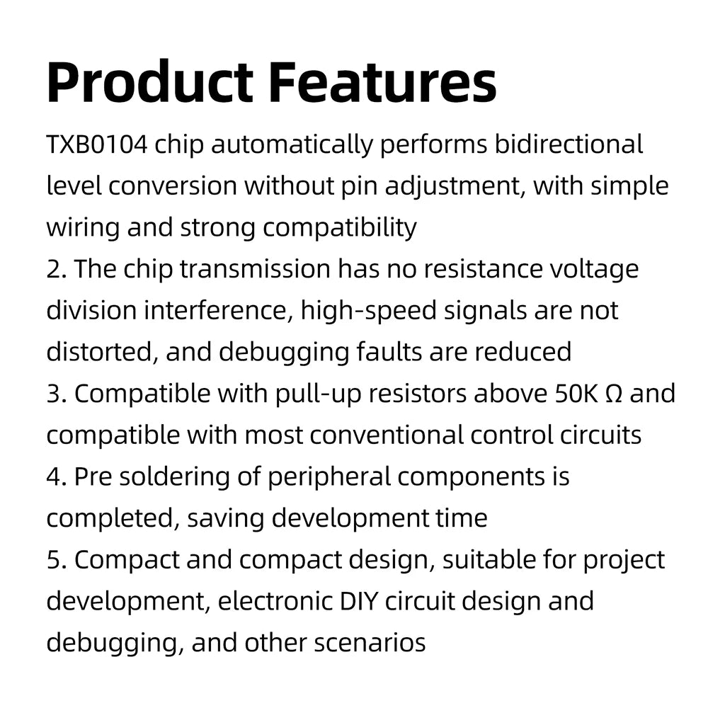TXB0104 Bidirectional Level Shifter Module Auto-Direction Detection High-Speed Signal Conversion for IoT and DIY Electronics