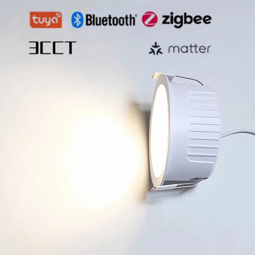 Recessed Round LED COB Ceiling Spot Light 3CCT Tuya Bluetooth/ Zigbee Matter Fixtures Lighting Indoor Smart Lamp Lighting