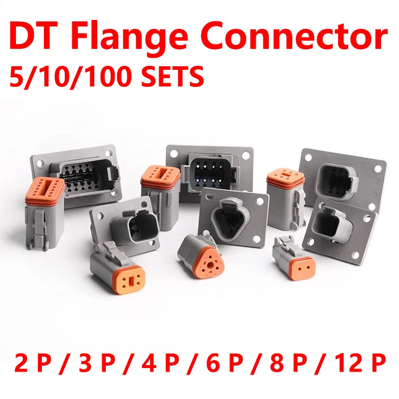 5/10/100set Deutsch Waterproof Connector With Fixed Flange Plug DT04-2P-L012 DT04-4P-L012 DT04-6P-L012 DT04-8P DT04-12P-L012