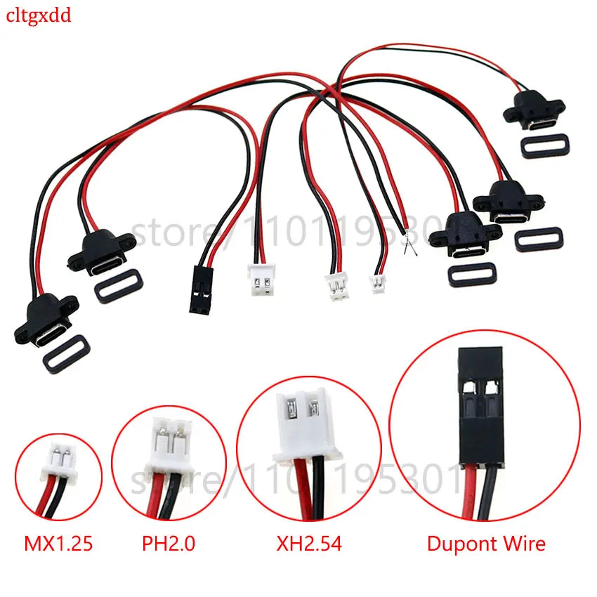 Cltgxdd Waterproof USB Type C Connector Charging Interface Female Socket With Welding Wire  MX1.25 PH2.0 XH2.54 Port