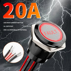 FILN 2Pcs 22mm Symbol Push Button Switch 20A IP67 Waterproof Latching Momentary Marine Switches 185 Replacement Symbols 5V-24V