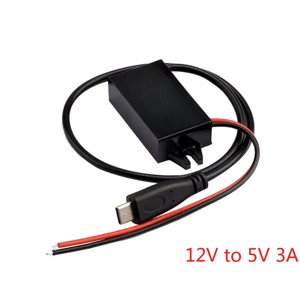 12V to 5V 3A15W DC DC Step Down Buck Converter Power Supply Module Type-C Adapter Male Female Micro USB Mini USB for Car ROHS CE