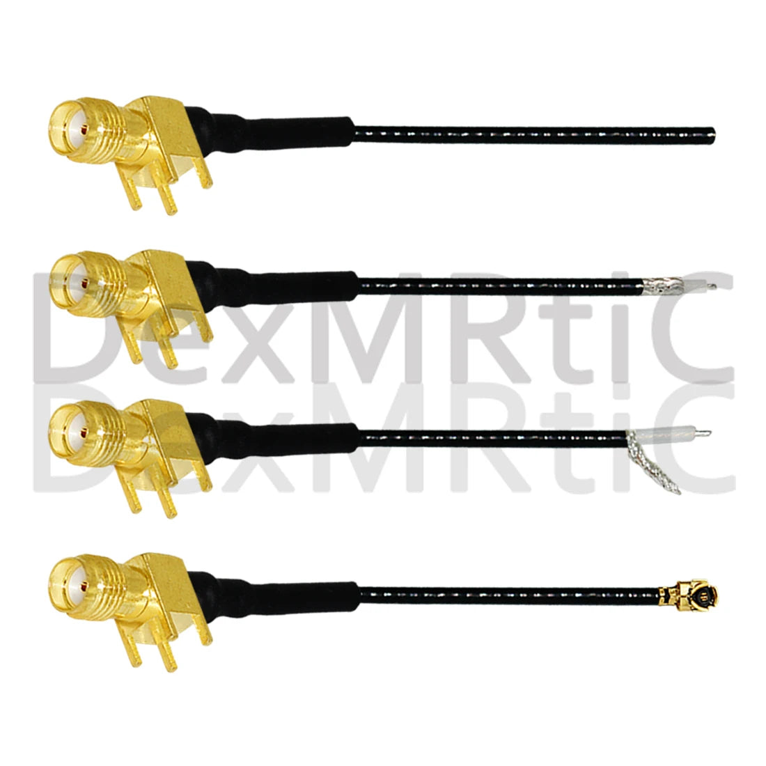 1PC SMA Female Jack Right Angle PCB Connector 1.13mm Cable Other End UFL/ No Connector/Exposed/Fork Soldering 15cm Customized