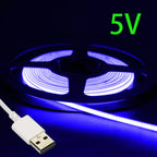 USB 5V COB LED Strip Lights 2.7mm Very Thin Multicolor 480LEDs 1m 2m For Computer Indoor Linear Tape Lights Flexible Convenient