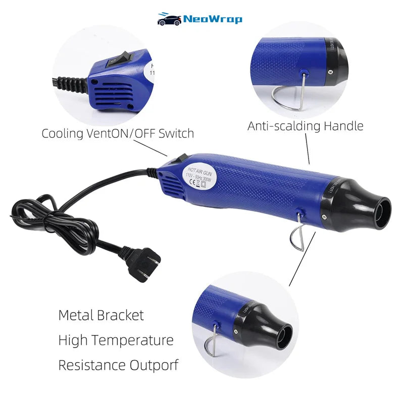 Mini Heat Gun 110V/220V 300W Portable Hot Air Gun Multi Function Electrical Heat Tool for Car Vinyl Wrap Window Tint Film Decal