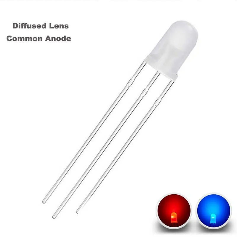 100 Pcs 5mm Led Diode Bicolor Two Color Red Green Blue Commmon Anode Cathode 2V 3V 20mA F5 Light Emitting Lamp Blub For DIY PCB