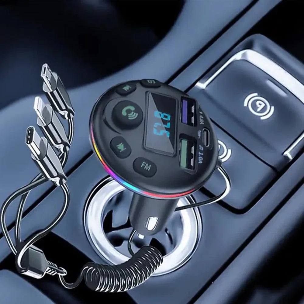 3 in 1 Charge Cable Car Bluetooth  FM Transmitter MP3 Modulator Player Handsfree Audio Receiver