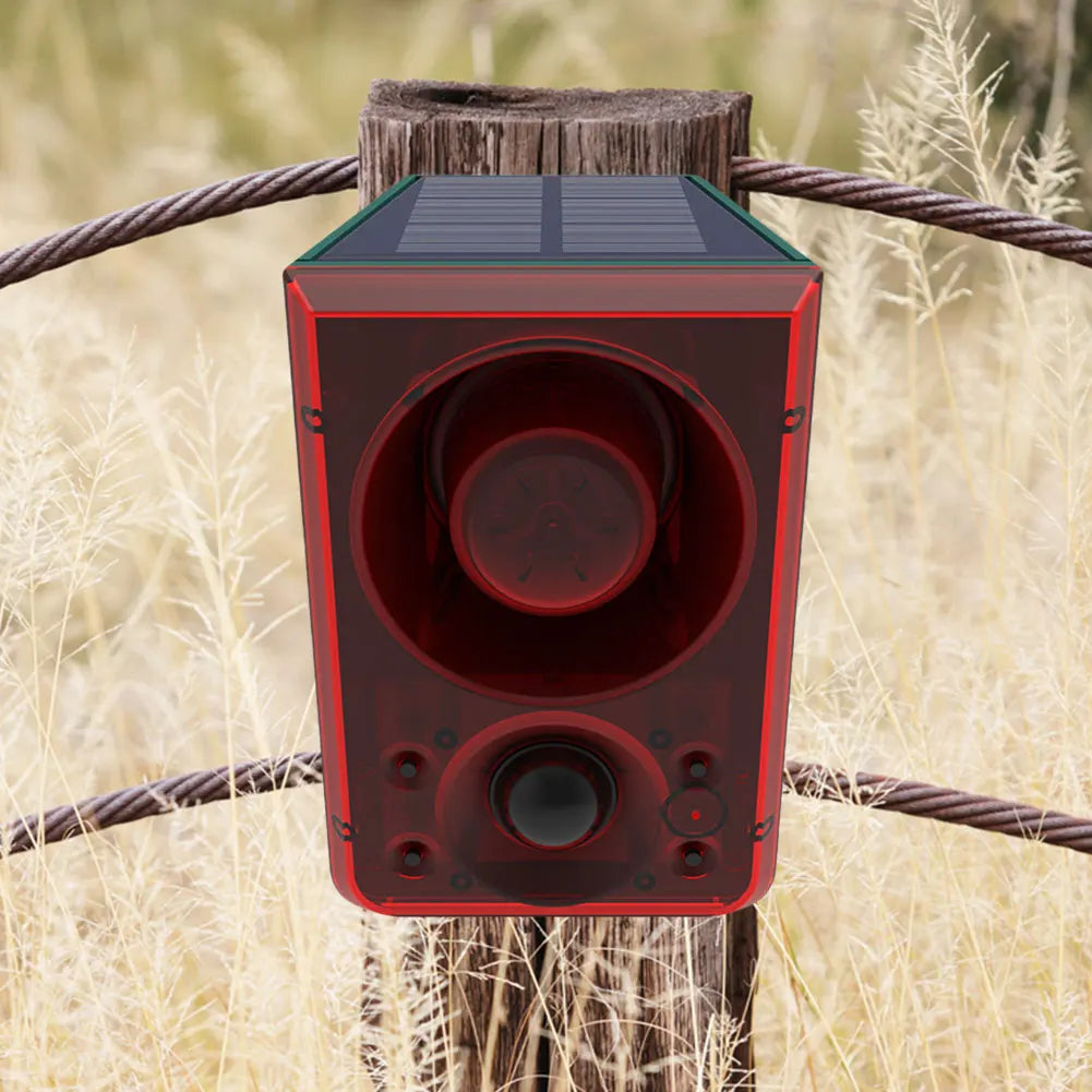 Solar Outdoor Motion Sensor Alarm Home  Alarm with Dog Barking Gunshot Sound Support Recording and Adjustable Volume