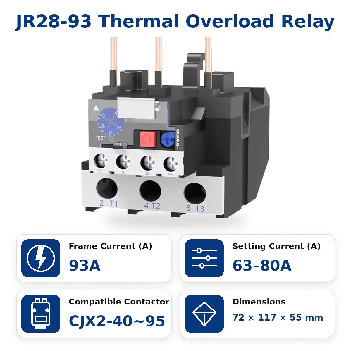 JR28 Series Thermal Overload Relay 25A 36A  Adjustable Current Motor Protection Electrical Overload Protector for AC Contactor
