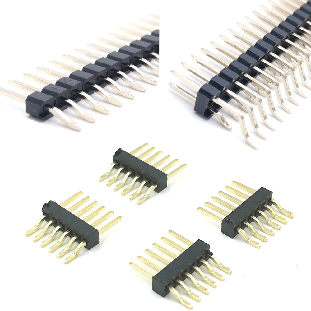 5pcs 1.27/2.0/2.54mm Right Angle SMT Single/Double Row SMD Surface Mount Gold-plate Rohs Breakable PCB Connector Male Pin Header