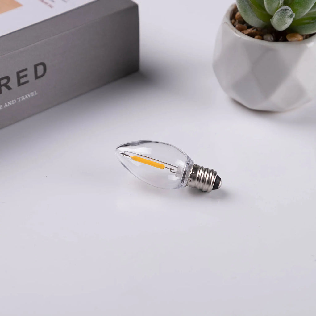 50PCS C7 LED Light Bulbs Plastic Shatterproof E12 Candelabra Base 1W Equal to 10W Replace Bulb For Outdoor  Decor String Lights