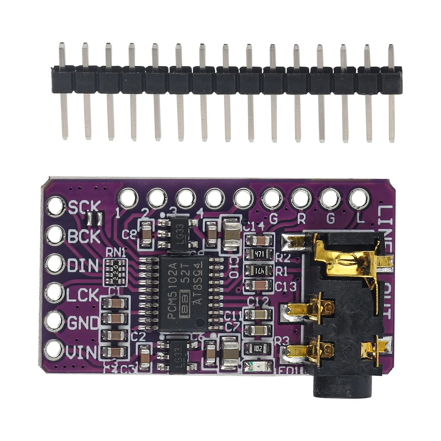PCM5102 PCM5102A DAC Sound Card Board pHAT 3.5mm Stereo Jack 24 Bits Digital Audio Module for Raspberry Pi Beyond