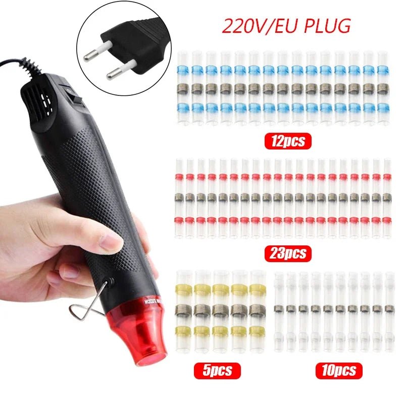 300W Air Dryer Hot Air Gun EU AU US Hair Dryer for Soldering Thermal Blower Shrink Wrapping Tools with 300PCS Wire Connectors