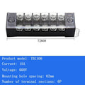 TB15A 25A 45A Copper Wiring Terminal Block 3/4/5/6/8/10/12 Position Electrical Connector Board Current Terminal Strip