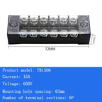 TB15A 25A 45A Copper Wiring Terminal Block 3/4/5/6/8/10/12 Position Electrical Connector Board Current Terminal Strip