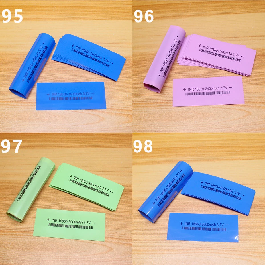 100pcs/lot Shrinkage packaging skin for lithium battery 18650 battery PVC heat shrinkable film insulating sleeve packaging skin
