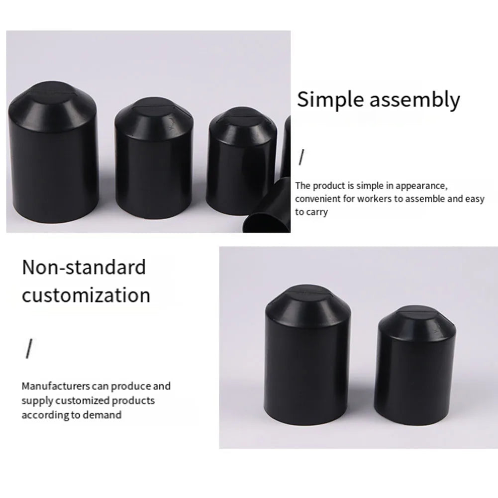 10pcs Warm Shrink End Cap Heat Shrink Cap Black Cable Sealing Cap For Protection Cable End Electrical Equipment