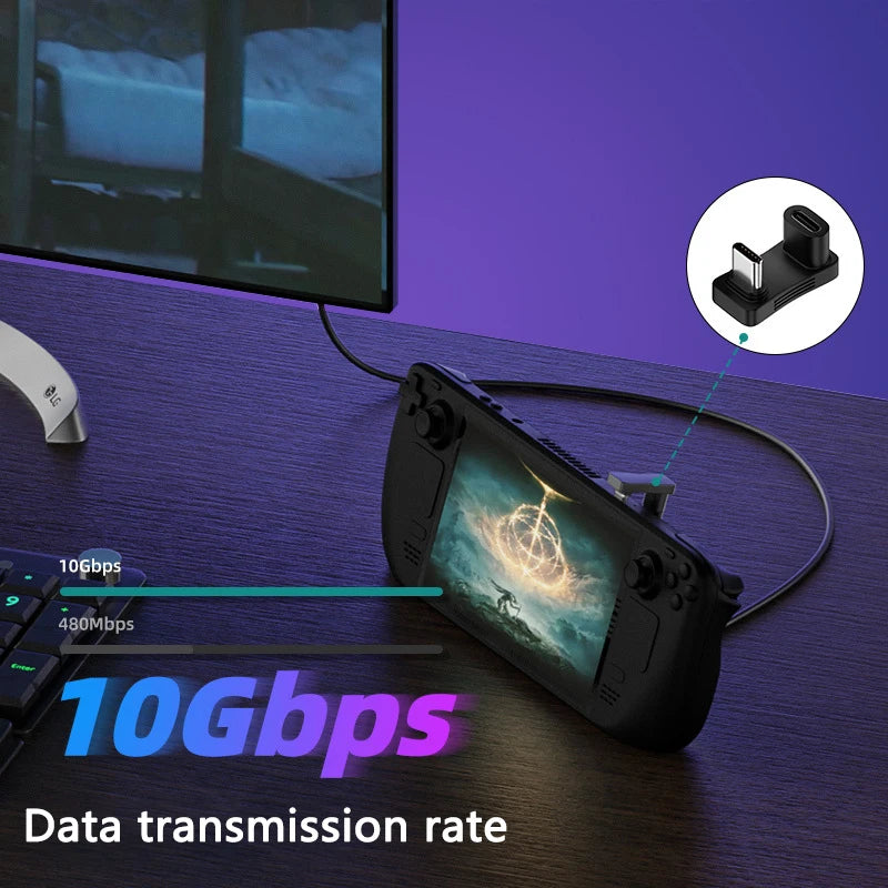 180 Degree U-shaped 100W USB 3.1 Type C Male to Female 1 to 2 Adapter OTG 10Gbps Fast Data 4K Tablet USB-C Charging Converter