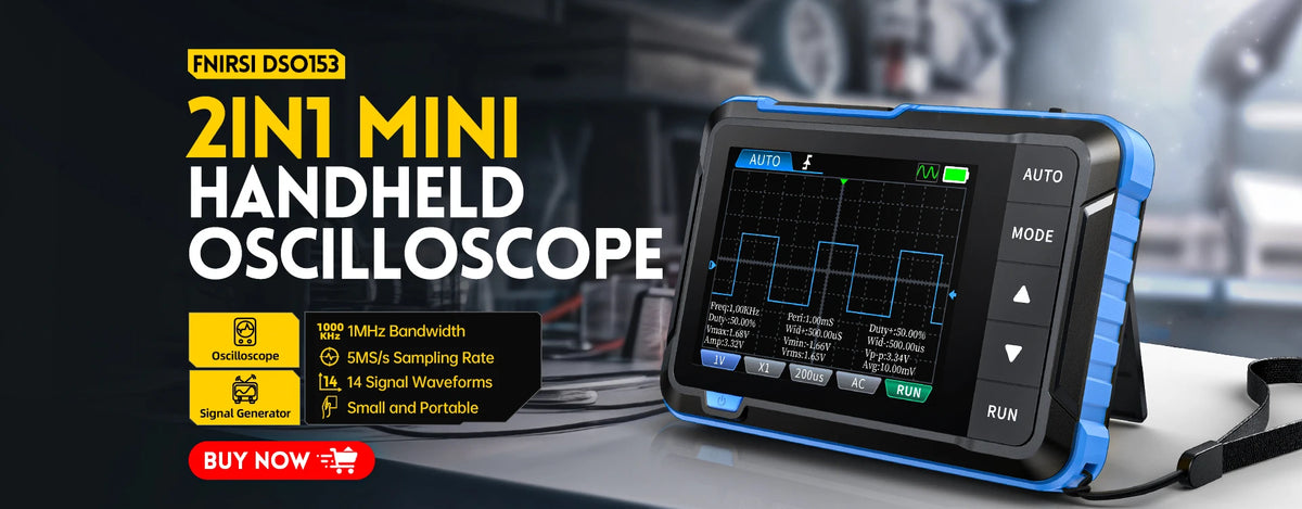 FNIRSI DPOX180H Handheld Dual Channel Digital Oscilloscope 180MHz-3DB 2 In 1 Function Signal Generator Fluorescence Display ZOOM